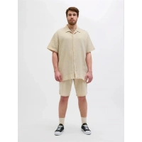 12279651 Müslin Kumaş Büyük Beden Rahat Erkek Short Bej