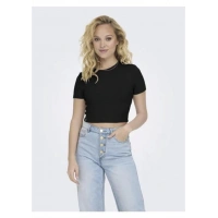 15311891 Likralı Fitilli Crop Kadın T-Shirt Siyah