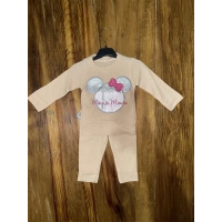 3-12 Aylık Ayıcık Desenli Takım Krem