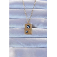 316L Altın Renk İşlemeli Nazarlı Vintage Kolye