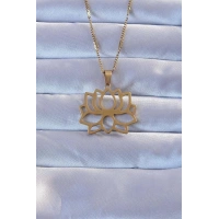 316L Altın Renk Lotus Kolye