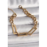 316L Çelik Gold Renk 2Li Zincir Model Kadın Bileklik