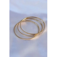 316L Çelik Gold Renk 3lü Ajda Model Kadın 60 mm Bilezik