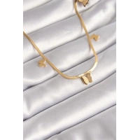 316L Çelik Gold Renk İtalyan Zincir Simli Kelebek Figür Kadın Kolye