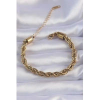 316L Çelik Gold Renk Kalın Burgu Zincir Bileklik