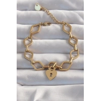 316L Çelik Gold Renk Kalp Model Zincir Bileklik