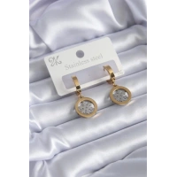 316L Çelik Gold Renk Kar Tanesi Model Kadın Küpe
