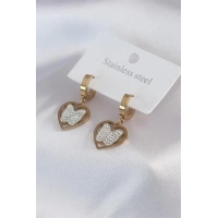 316L Çelik Gold Renk Kelebek Model Zirkon Taş Detay Kadın Küpe