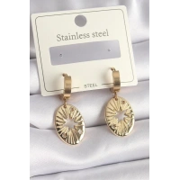 316L Çelik Gold Renk Kutup Yıldız İşleme Kadın Küpe