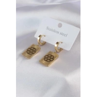 316L Çelik Gold Renk Lotus İşleme Kadın Küpe
