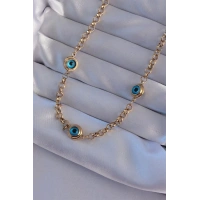 316L Çelik Gold Renk Nazar Boncuk Model Kolye