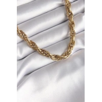 316L Çelik Gold Renk Örme Burgu Zincir Model Kadın Kolye