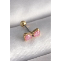 316L Çelik Gold Renk Pembe Fiyonk Model Tragus Piercing