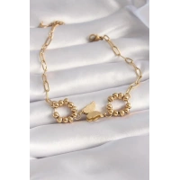 316L Çelik Gold Renk Simli Kelebek Figür Kadın Bileklik