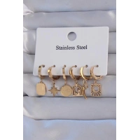 316L Çelik Gold Renk Yıldız Figürlü Tarot Model Halka Küpe Seti