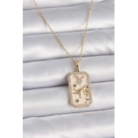 316L Çelik Gold Renk Zincir Boğa Burcu Zirkon Taşlı Kadın Kolye