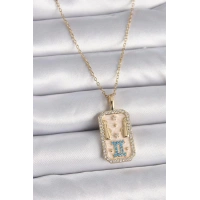 316L Çelik Gold Renk Zincir İkizler Burcu Zirkon Taşlı Kadın Kolye