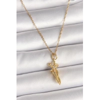 316L Çelik Gold Renk Zincir Sarılma Model Kadın Kolye