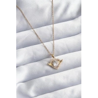 316L Çelik Gold Renk Zincir Zirkon Taşlı Kalp Model Kadın Kolye