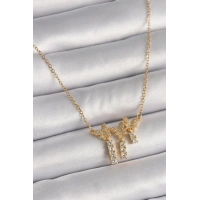 316L Çelik Gold Renk Zincir Zirkon Taşlı Kelebek Model Sallantı Detay Kadın Kolye