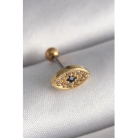 316L Çelik Gold Renk Zirkon Taşlı Göz Tragus Piercing