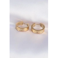 316L Çelik Gold Renk Zirkon Taşlı Model Halka Küpe