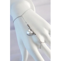 316L Çelik Gümüş Renk Beyaz Bubble Kalp Tasarımlı Şahmeran