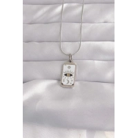 316L Çelik Gümüş Renk Beyaz Mineli Göz Figür Tarot Kolye