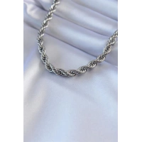 316L Çelik Gümüş Renk Burgu Model 45 cm Kadın Kolye