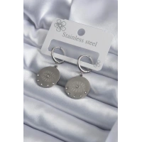 316L Çelik Gümüş Renk Göz İşleme Zirkon Taş Detay Kadın Küpe