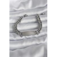 316L Çelik Gümüş Renk İsim Yazılabilir Plaka Model Kadın Bileklik