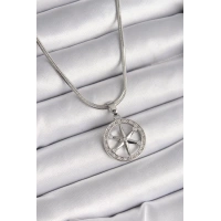 316L Çelik Gümüş Renk İtalyan Zincir Zirkon Taşlı Kutup Yıldız Model Kadın Kolye