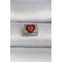 316L Çelik Gümüş Renk Kahverengi Kalp İşlemeli Nomination Charm