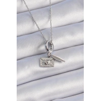 316L Çelik Gümüş Renk Kalp Detay Mektup Figür Charm Model Kadın Kolye