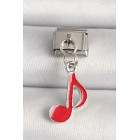 316L Çelik Gümüş Renk Kırmızı Müzik Nota Model Nomination Charm