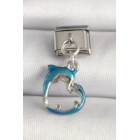 316L Çelik Gümüş Renk Mavi Yunus Model Nomination Charm