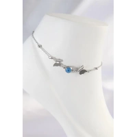 316L Çelik Gümüş Renk Nazar Boncuk Detay Kelebek Halhal