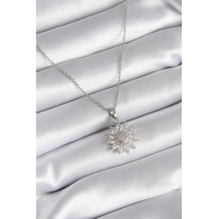 316L Çelik Gümüş Renk Papatya Model Kadın Kolye