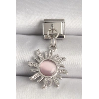 316L Çelik Gümüş Renk Pembe Mineli Güneş Model Nomination Charm