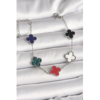 316L Çelik Gümüş Renk Renkli Yonca Model Kadın Bileklik