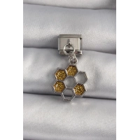 316L Çelik Gümüş Renk Sallantı Simli Bal Beteği Model Nomination Charm