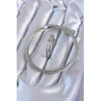 316L Çelik Gümüş Renk Sarmal Model Erkek Bileklik Yüzük Kombini