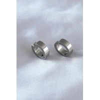 316L Çelik Gümüş Renk Sıkıştırmalı Erkek Küpe