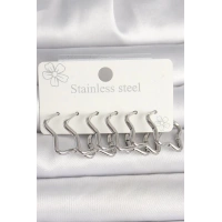 316L Çelik Gümüş Renk Yıldız Model Kadın Küpe Seti