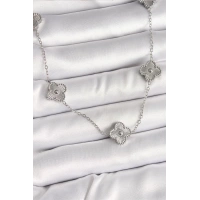 316L Çelik Gümüş Renk Zincir İşlemeli Yonca Model Kadın Kolye