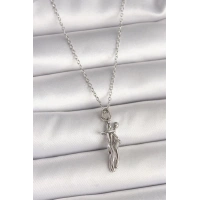 316L Çelik Gümüş Renk Zincir Sarılma Model Kadın Kolye