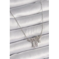 316L Çelik Gümüş Renk Zincir Zirkon Taşlı Kelebek Model Sallantı Detay Kadın Kolye