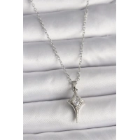 316L Çelik Gümüş Renk Zincir Zirkon Taşlı Kuzey Yıldızı Model Kadın Kolye