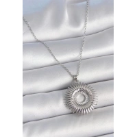 316L Çelik Gümüş Renk Zincir Zirkon Taşlı Nova Yıldız Model Kadın Kolye