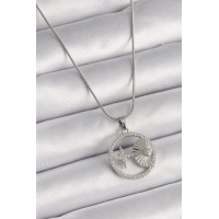 316L Çelik Gümüş Renk Zincir Zirkon Taşlı Yıldız Madalyon Model Kadın Kolye